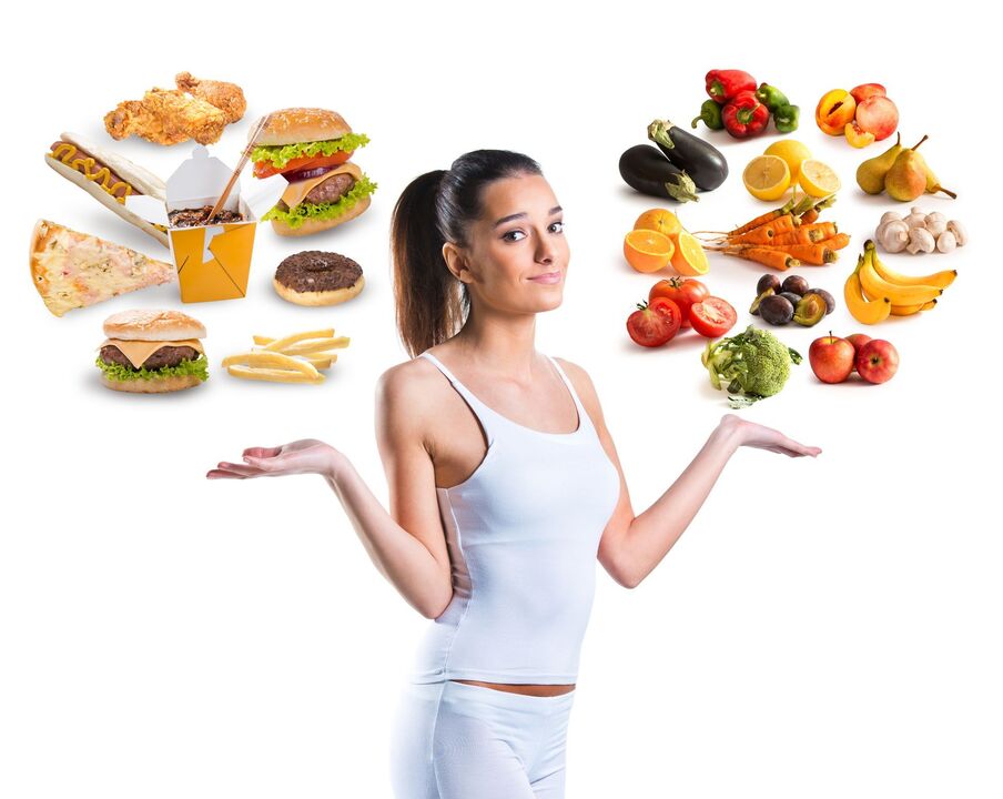 izbira med zdravo in nezdravo hrano